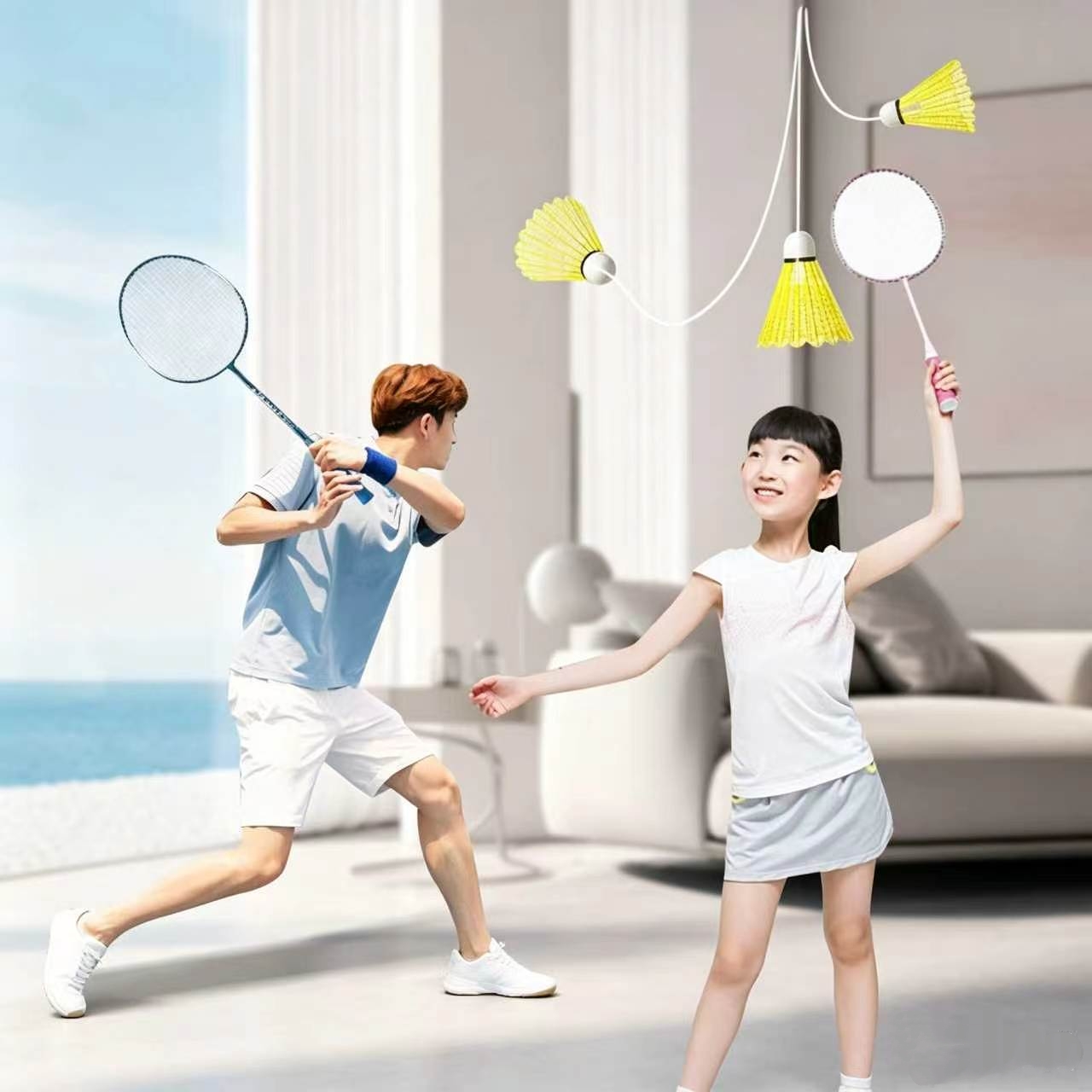 Badminton Raket - ชุดแบดมินตันแบบยืดหยุ่น 3 ชิ้น พร้อมไม้แบดมินตัน 1 อัน