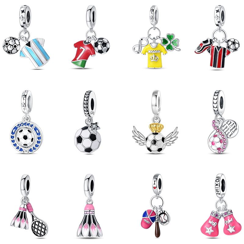 Badminton Materi - แฟชั่น 925 เงินเสื้อฟุตบอลแบดมินตันเบสบอลดัมเบลกีฬา Charm ลูกปัด Fit